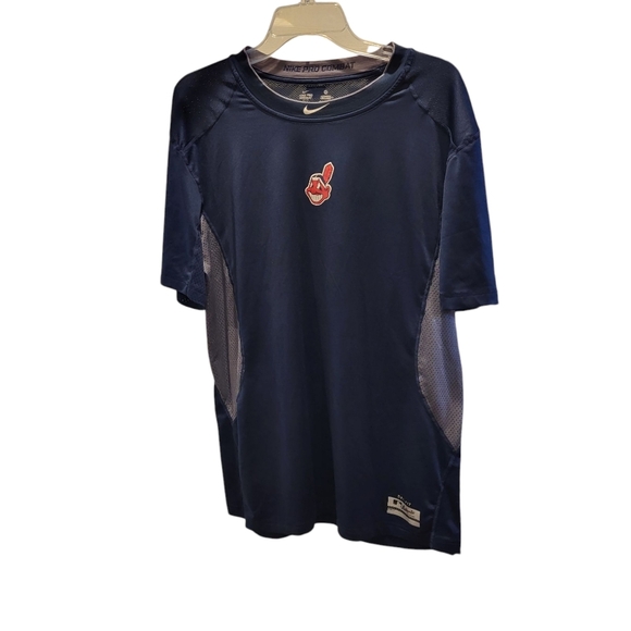 Nike Pro Combat Cleveland Indians Wahoo X-Large Fitted MLB Authentic Shirt - Picture 1 of 8